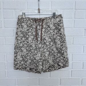 Patagonia Board Shorts Floral Print Brown Cream Mens 32 Zippered Pocket